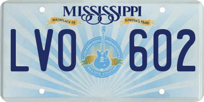 MS license plate LVO602