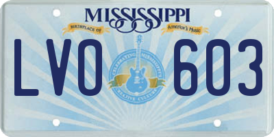 MS license plate LVO603