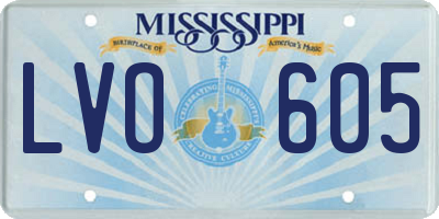 MS license plate LVO605