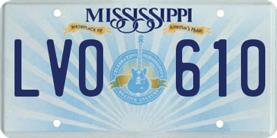 MS license plate LVO610