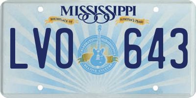 MS license plate LVO643
