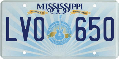 MS license plate LVO650