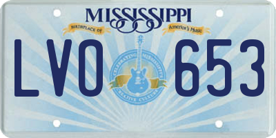 MS license plate LVO653