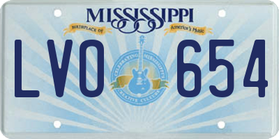 MS license plate LVO654