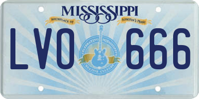 MS license plate LVO666