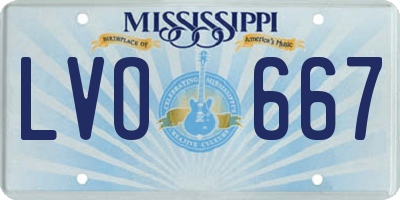 MS license plate LVO667