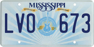 MS license plate LVO673
