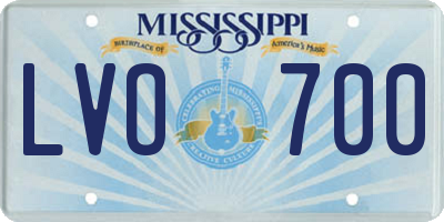 MS license plate LVO700
