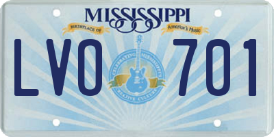 MS license plate LVO701