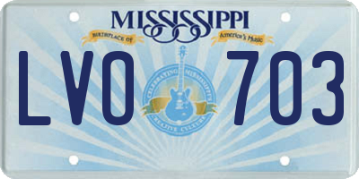 MS license plate LVO703