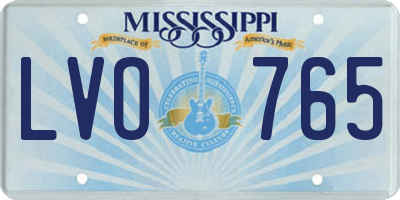 MS license plate LVO765