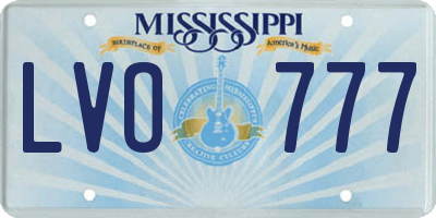MS license plate LVO777