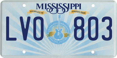 MS license plate LVO803