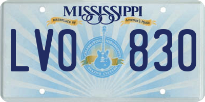 MS license plate LVO830
