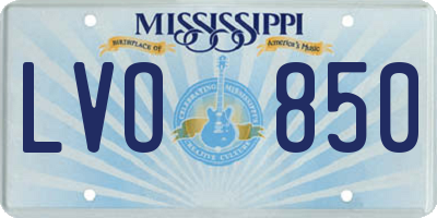MS license plate LVO850