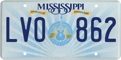 MS license plate LVO862