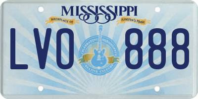 MS license plate LVO888