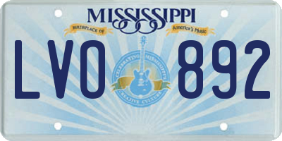 MS license plate LVO892