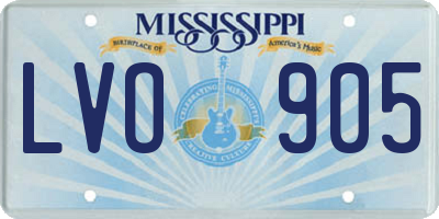 MS license plate LVO905