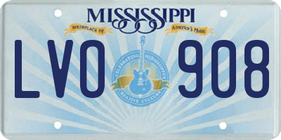 MS license plate LVO908