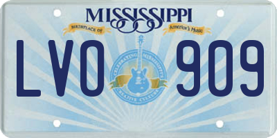 MS license plate LVO909