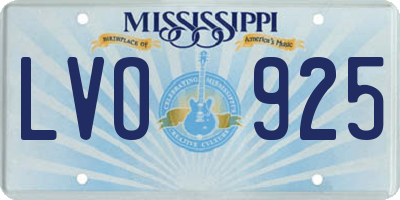 MS license plate LVO925