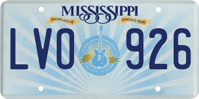 MS license plate LVO926