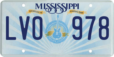 MS license plate LVO978