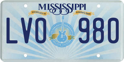 MS license plate LVO980
