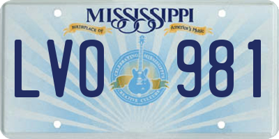 MS license plate LVO981