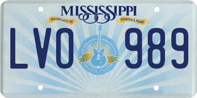 MS license plate LVO989