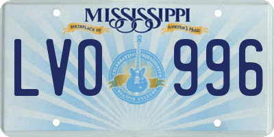 MS license plate LVO996