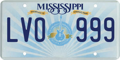 MS license plate LVO999