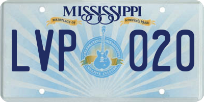 MS license plate LVP020