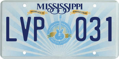 MS license plate LVP031