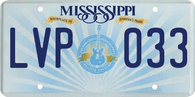 MS license plate LVP033