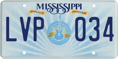 MS license plate LVP034