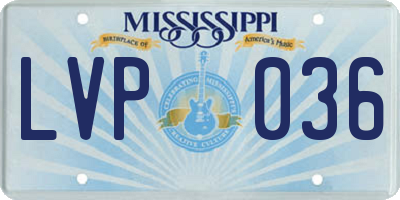 MS license plate LVP036