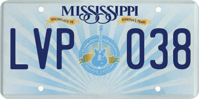 MS license plate LVP038