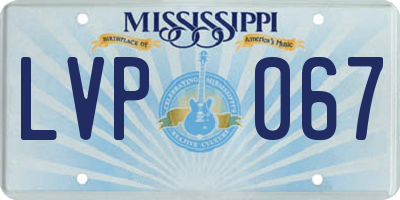MS license plate LVP067