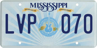 MS license plate LVP070