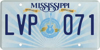 MS license plate LVP071