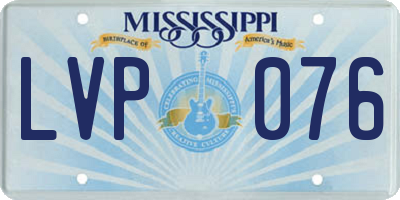 MS license plate LVP076
