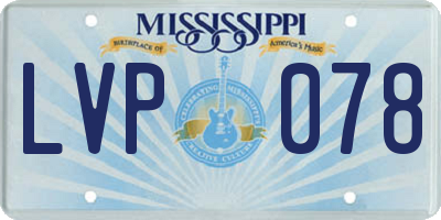 MS license plate LVP078