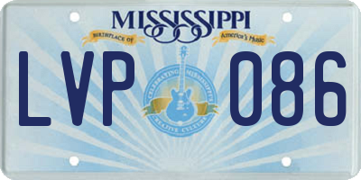 MS license plate LVP086