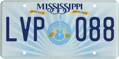 MS license plate LVP088