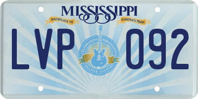 MS license plate LVP092
