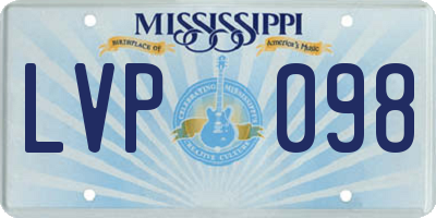 MS license plate LVP098
