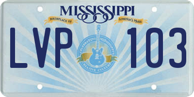 MS license plate LVP103