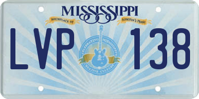 MS license plate LVP138
